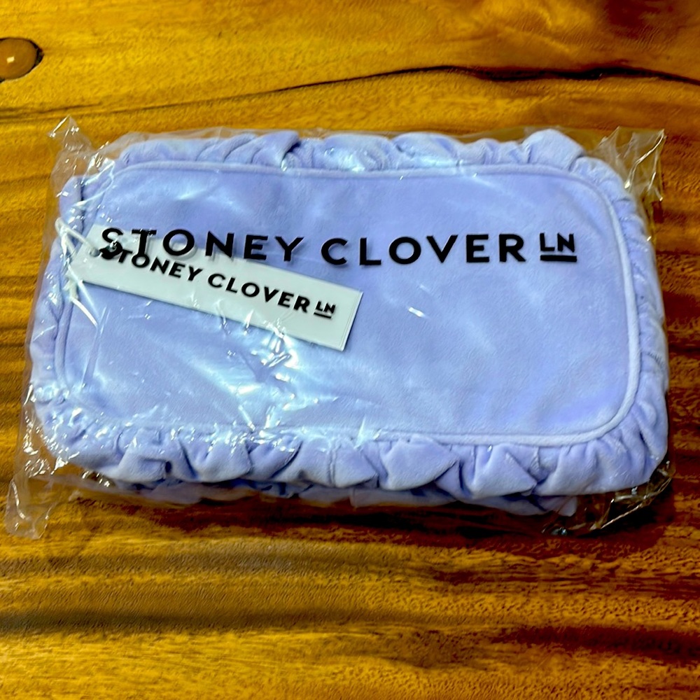 New with tags Stoney Clover velvet ruffle small lavender pouch galaxy